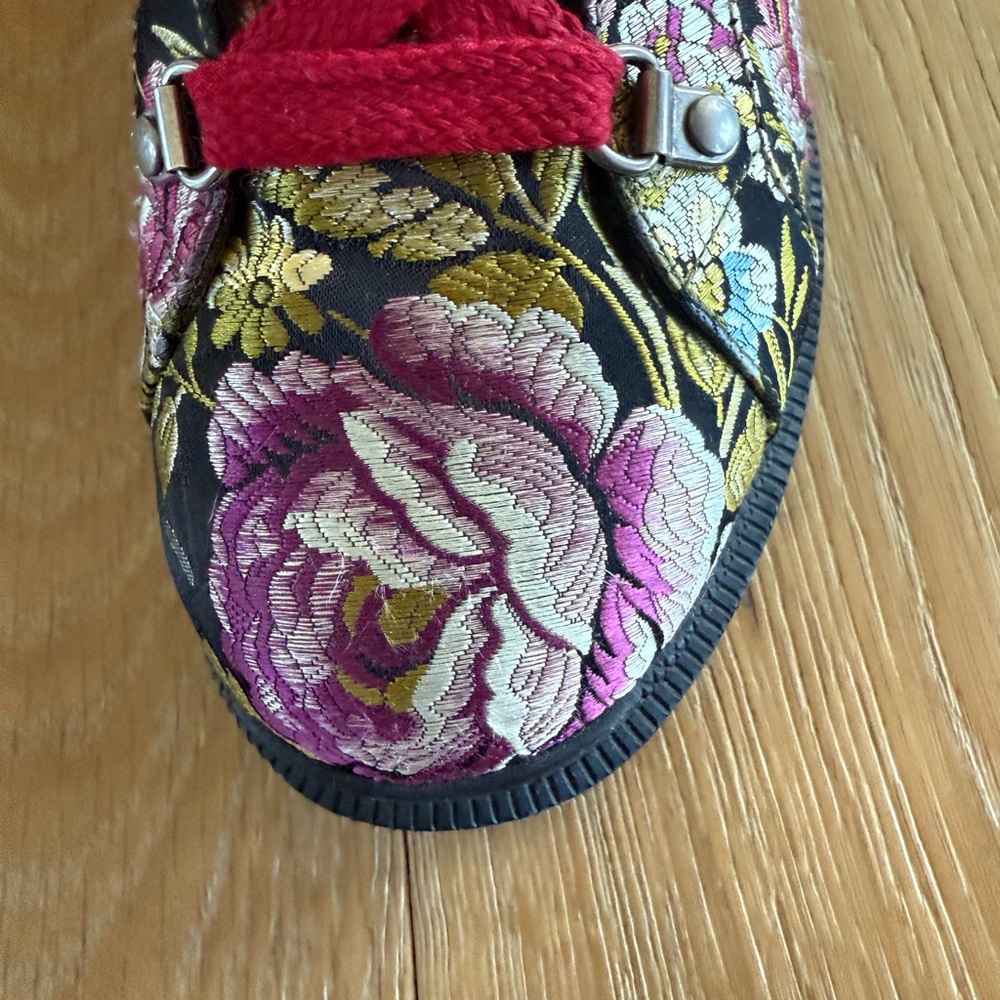 Gucci Floral Women's Combat Boots Red and Black Laces - Picture 7 of 12